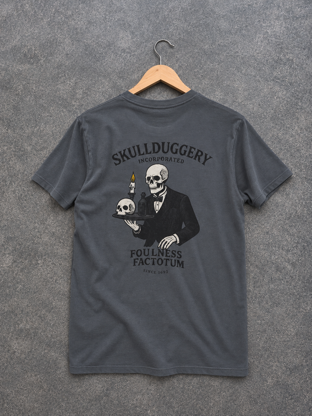 Skullduggery Foulness Factotum t-shirt in iron grey