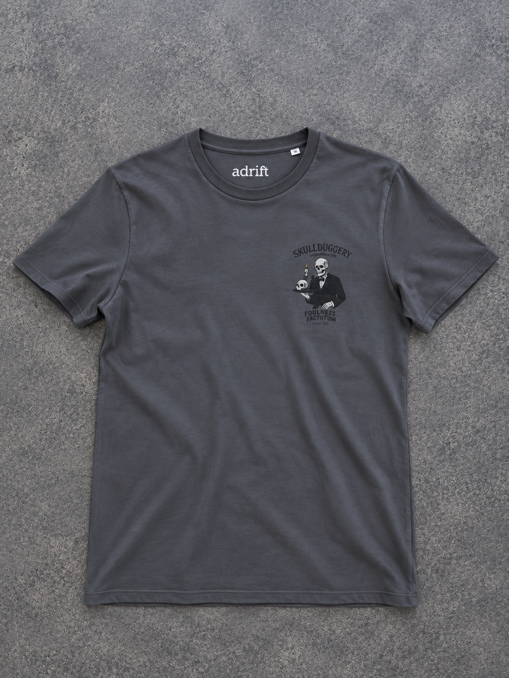 Skullduggery Foulness Factotum t-shirt in iron grey