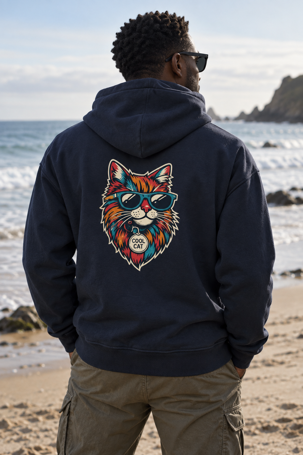 Cool Cat Hoodie in Navy