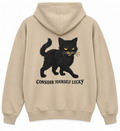 Black Cat Hoodie in Stone