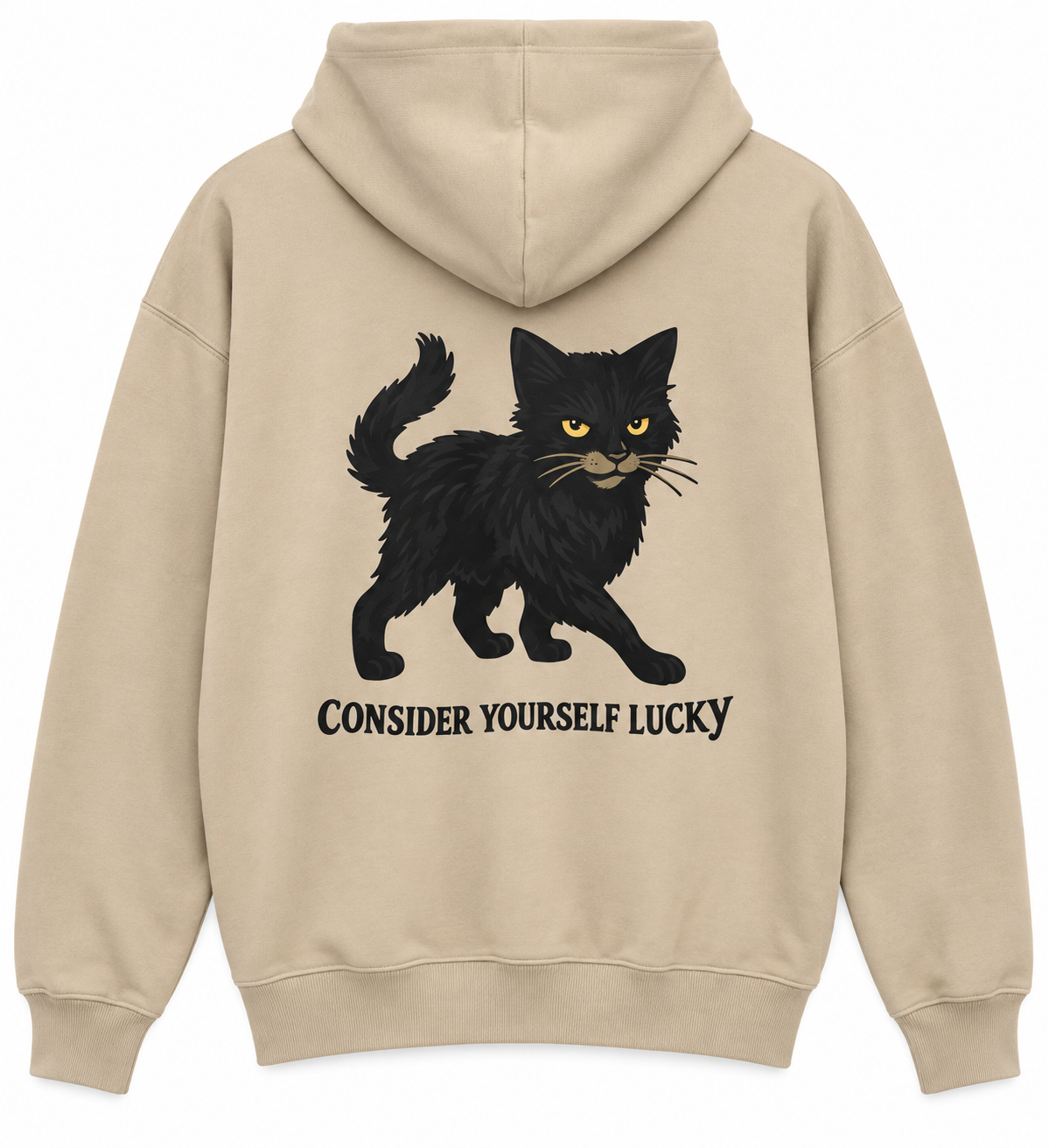 Black Cat Hoodie in Stone