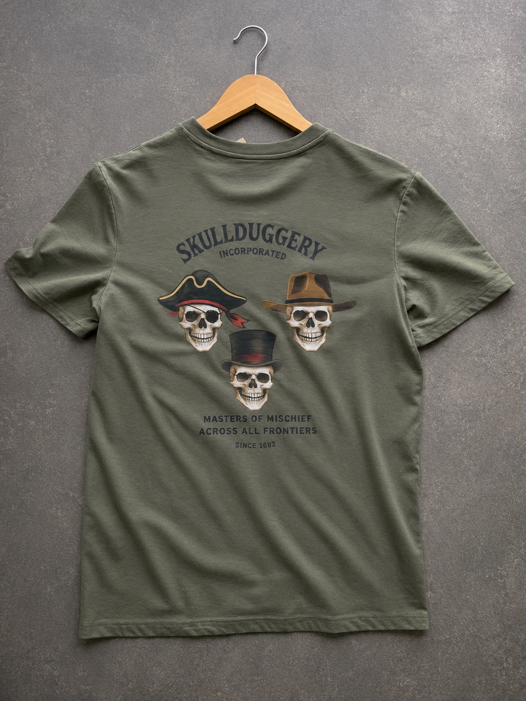 Skullduggery Frontiers t-shirt in organic khaki