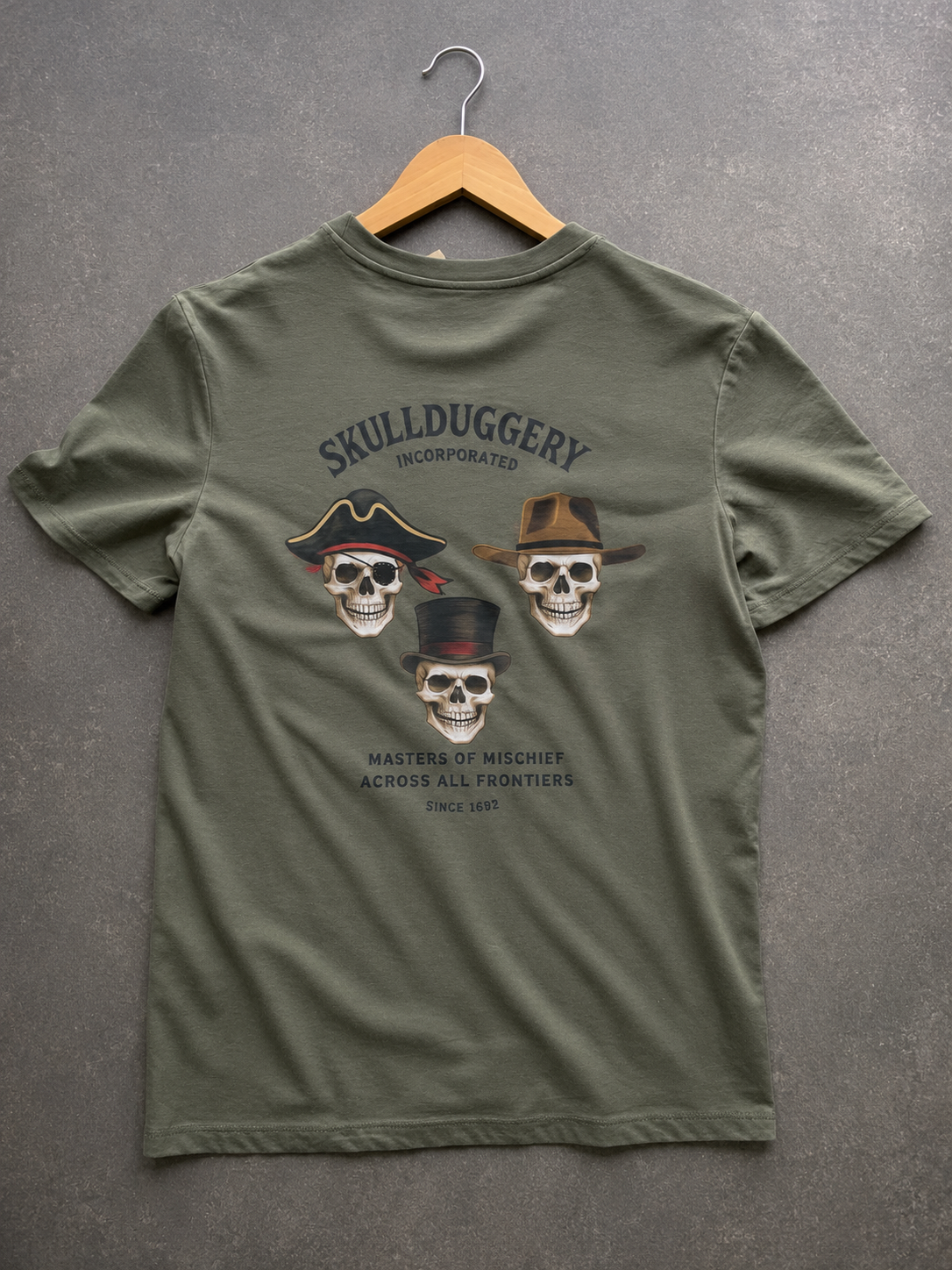 Skullduggery Frontiers t-shirt in organic khaki