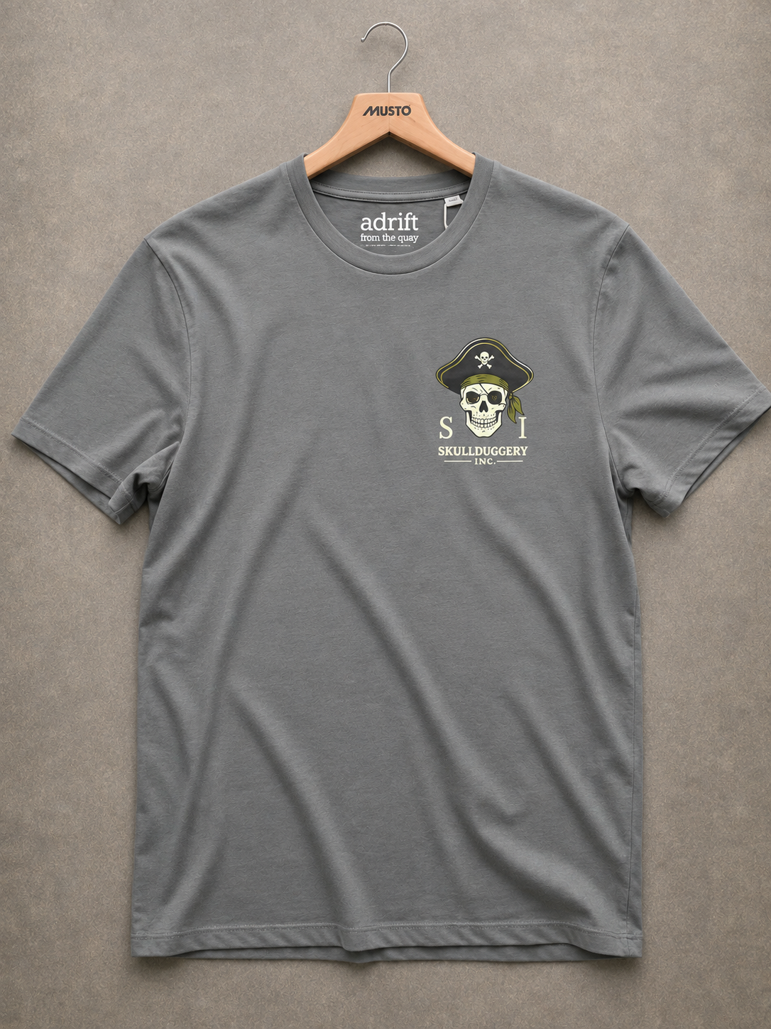 Skullduggery The Pirate t-shirt in iron grey