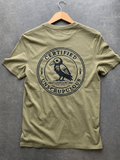 Skullduggery Certified Unscrupulous t-shirt in organic autumn green