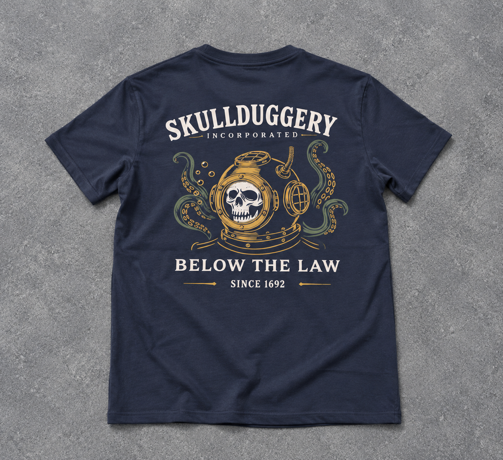 Skullduggery Below the Law t-shirt in navy