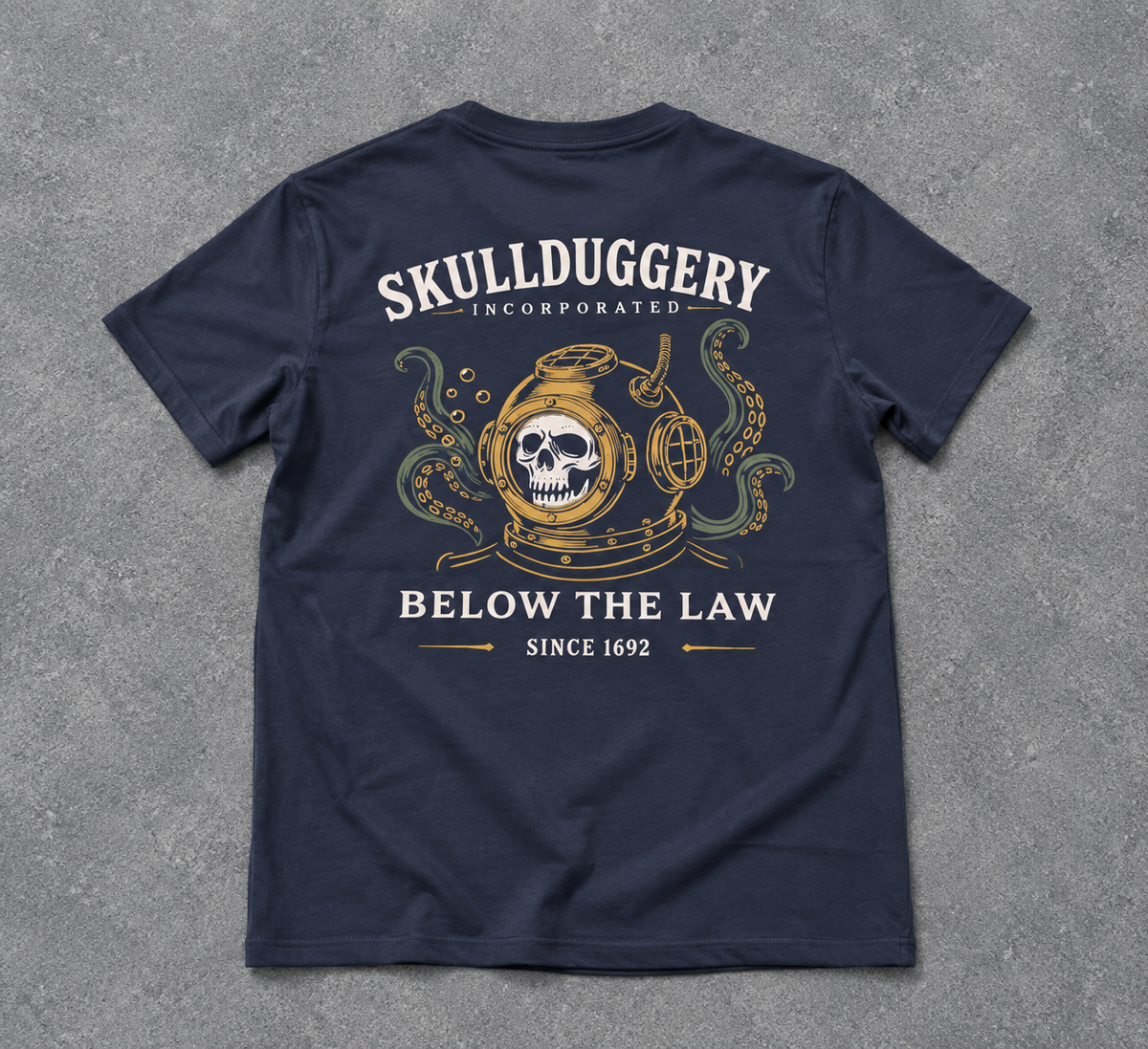 Skullduggery Below the Law t-shirt in navy