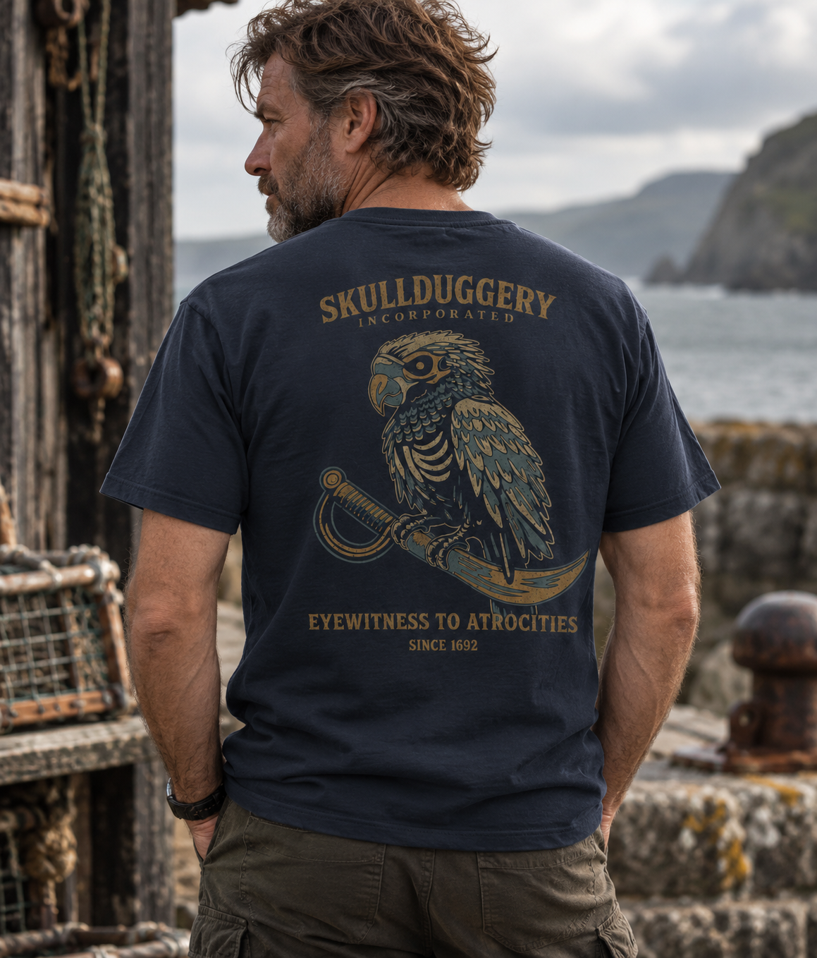 Skullduggery Atrocities t-shirt in navy