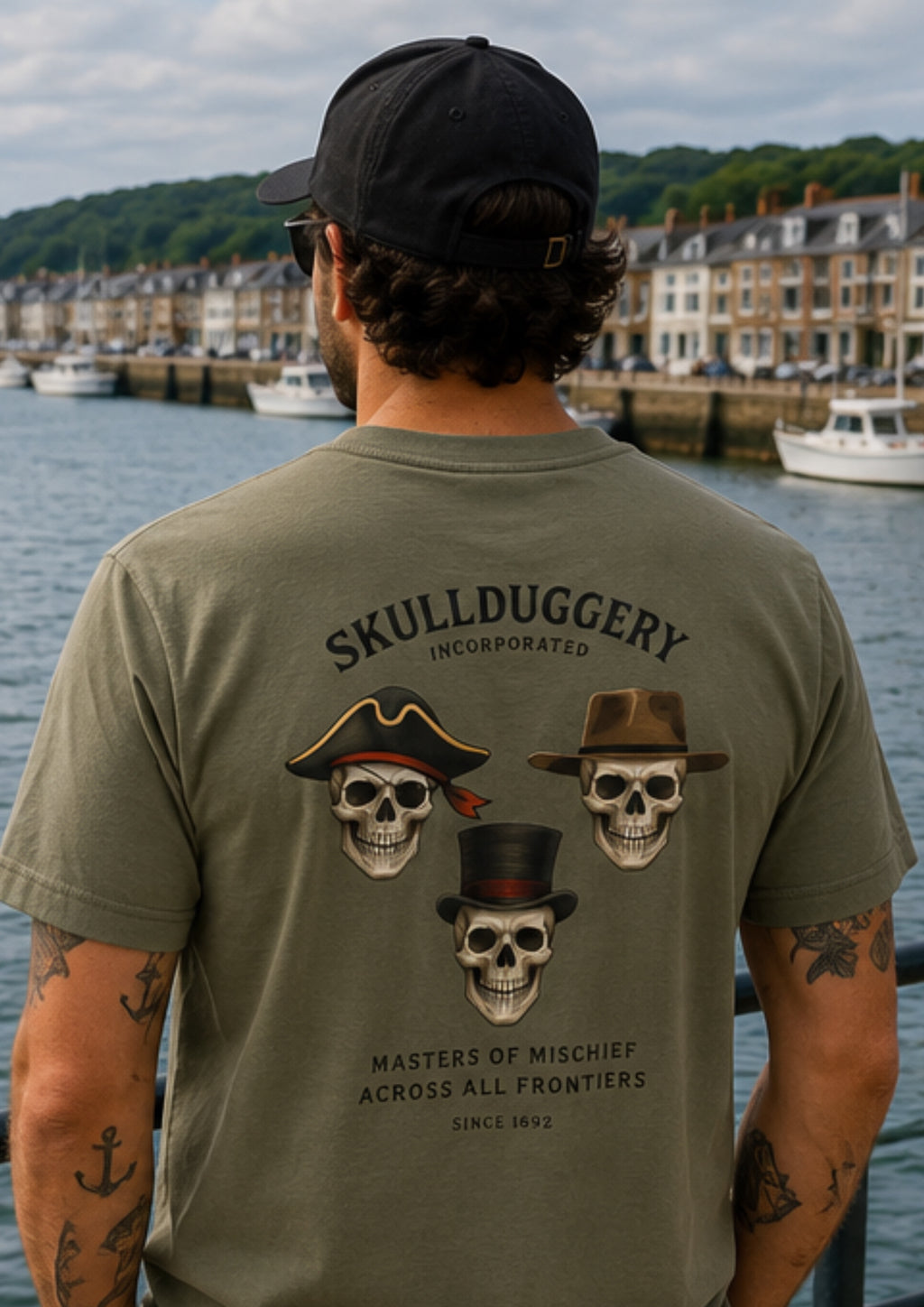 Skullduggery Frontiers t-shirt in organic khaki