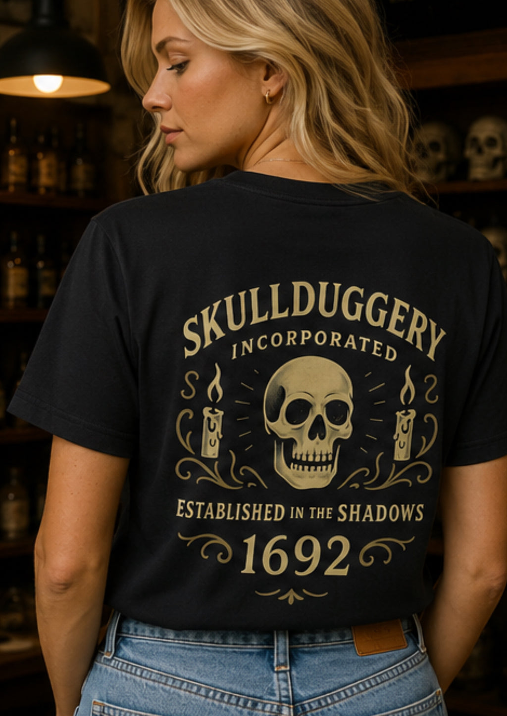 Skullduggery Established in the Shadows t-shirt in black