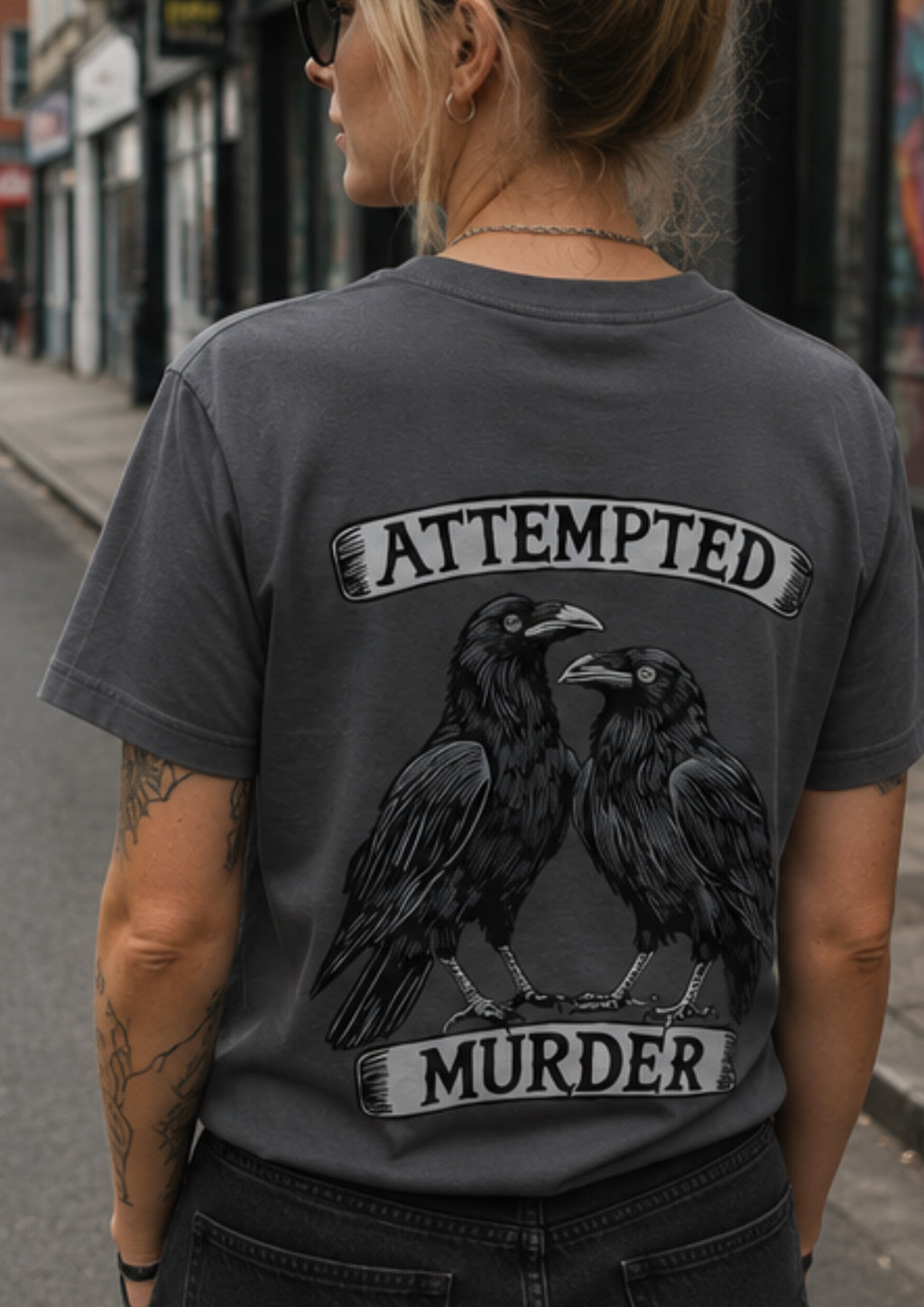 Attempted Murder t-shirt in iron grey