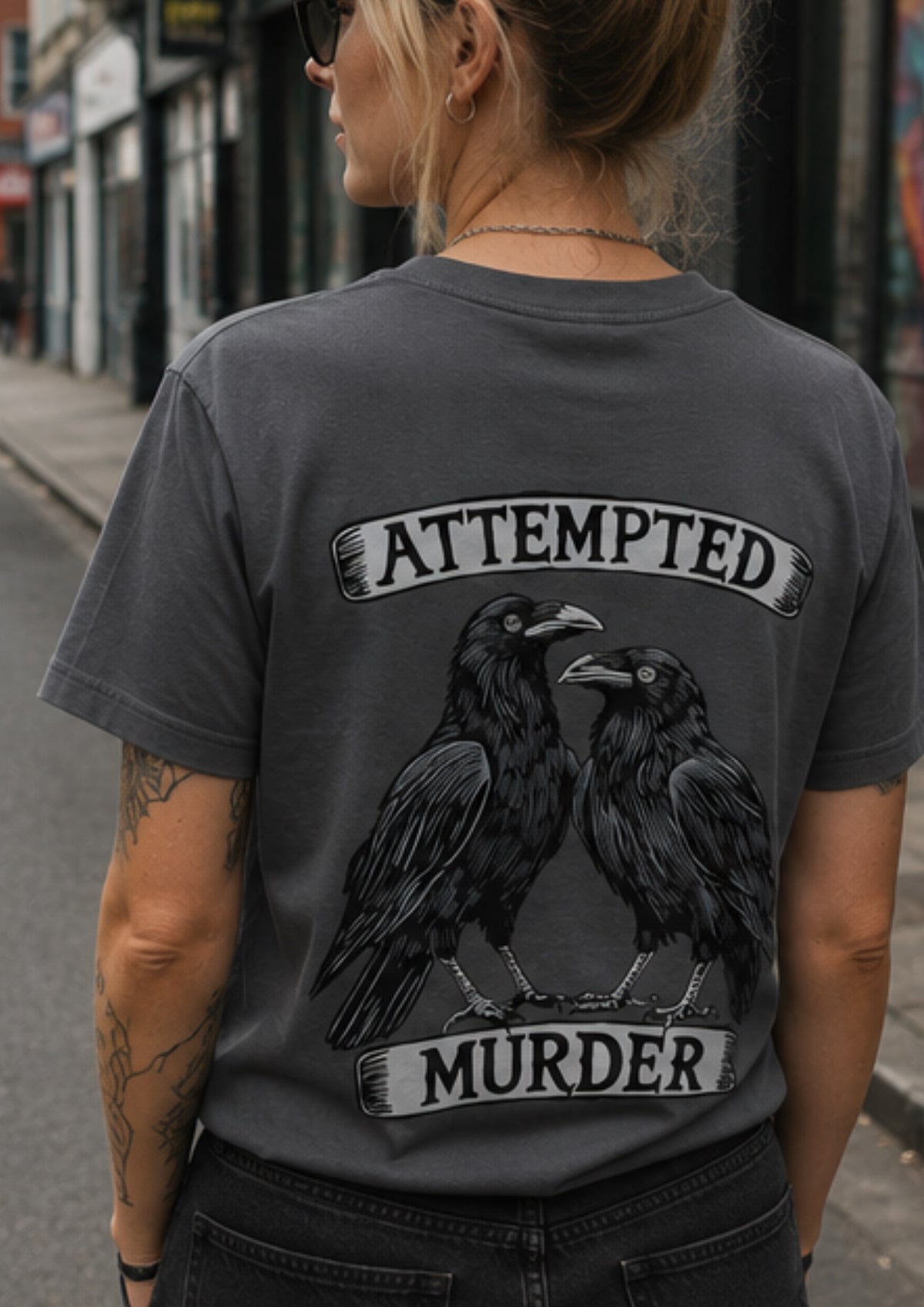 Attempted Murder t-shirt in iron grey