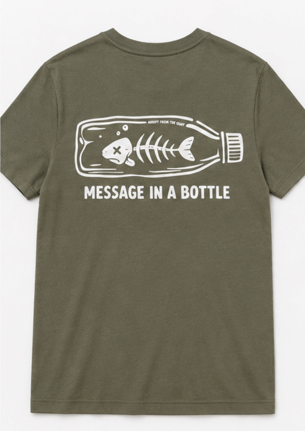 Message in a bottle t-shirt in organic khaki