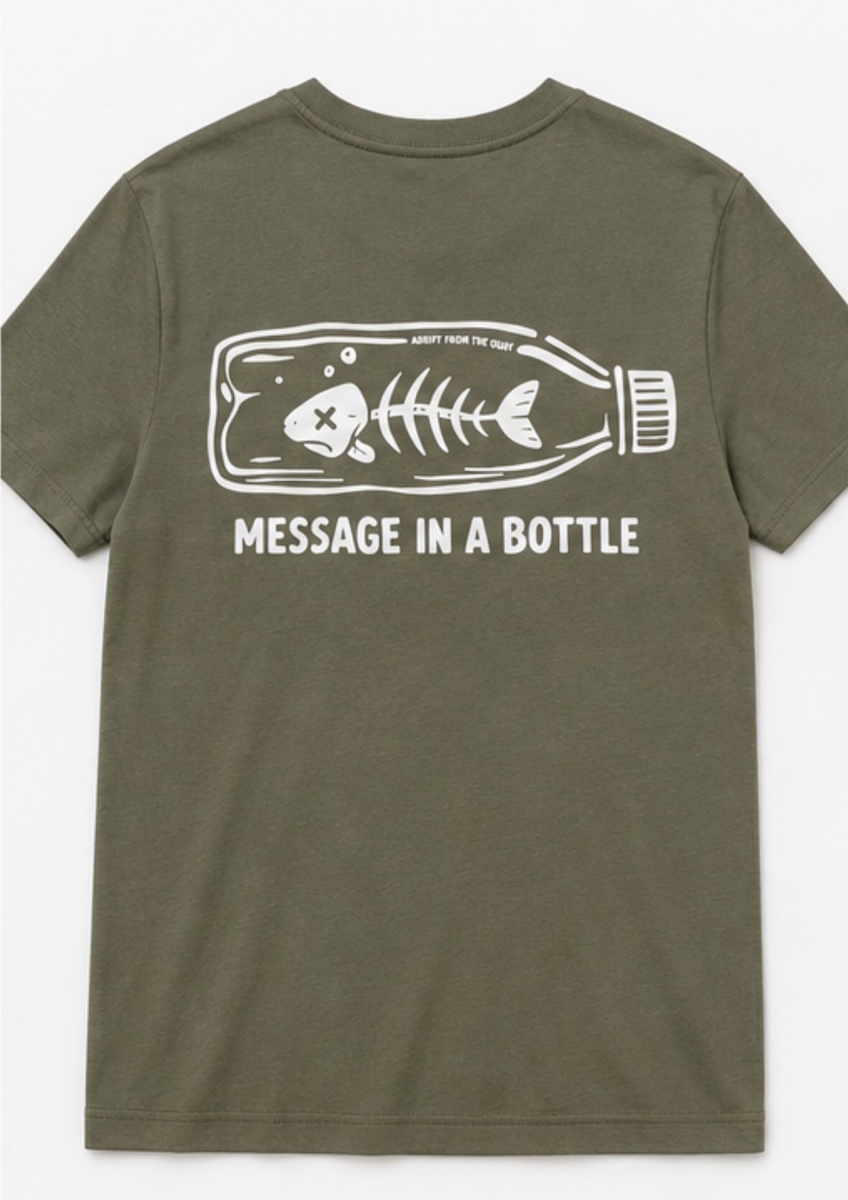 Message in a bottle t-shirt in organic khaki