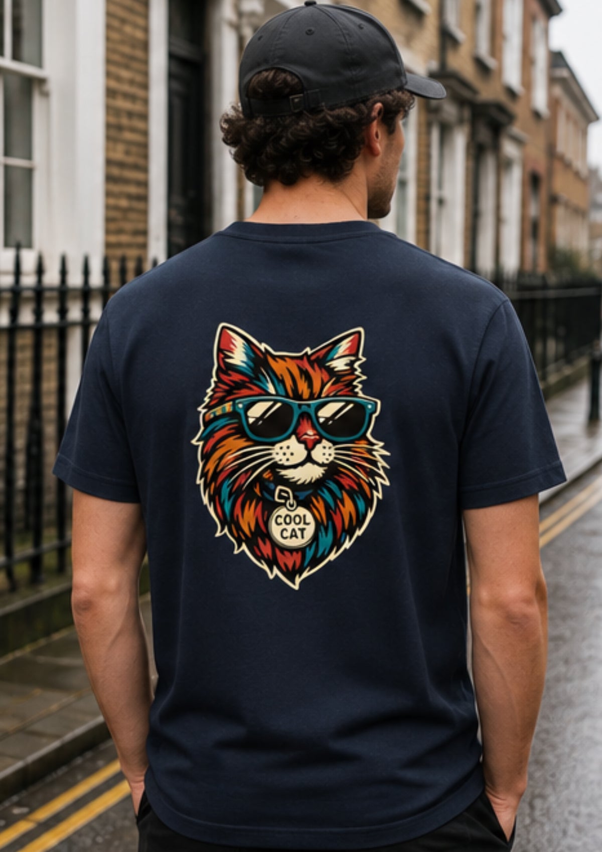 Cool Cat t-shirt in Navy