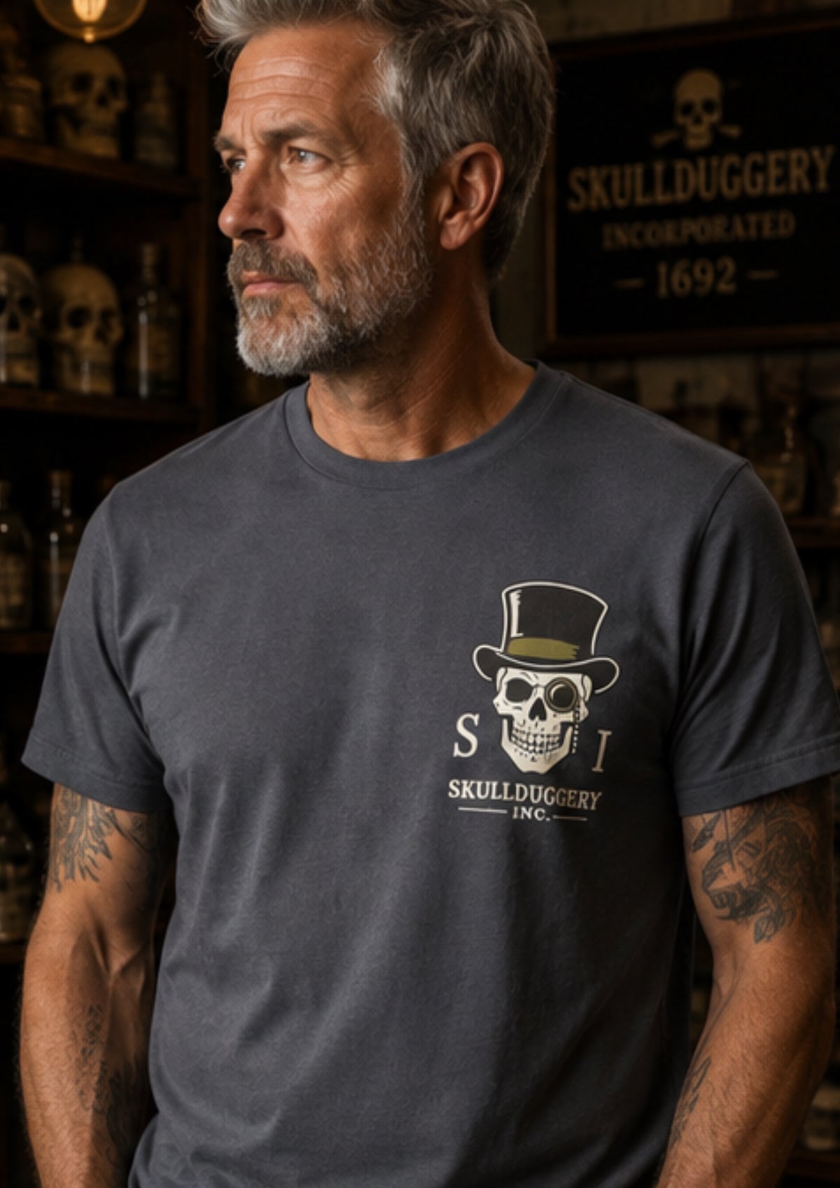 Skullduggery The Gentleman t-shirt in iron grey