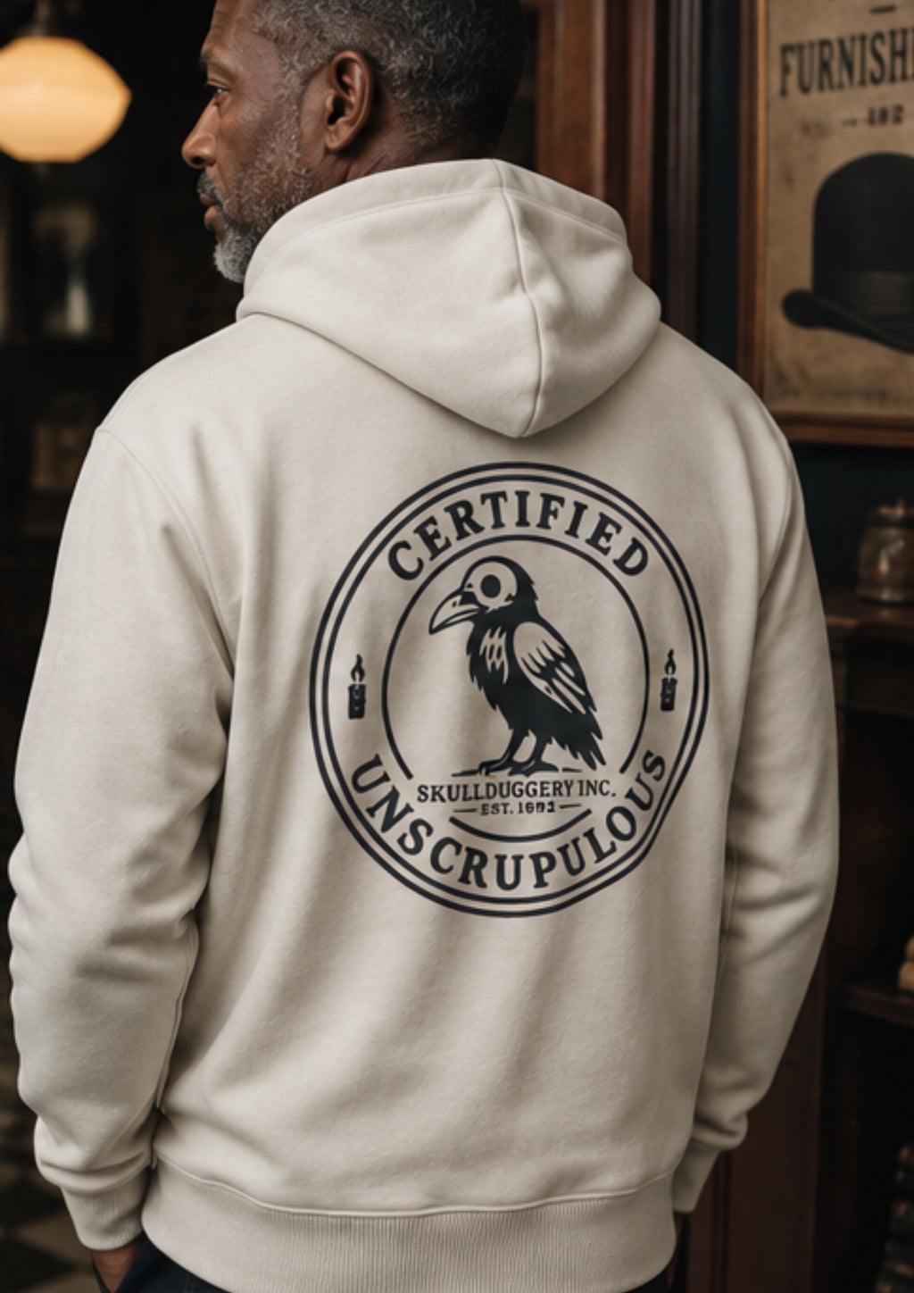 Skullduggery Certified Unscrupulous Hoodie in Stone