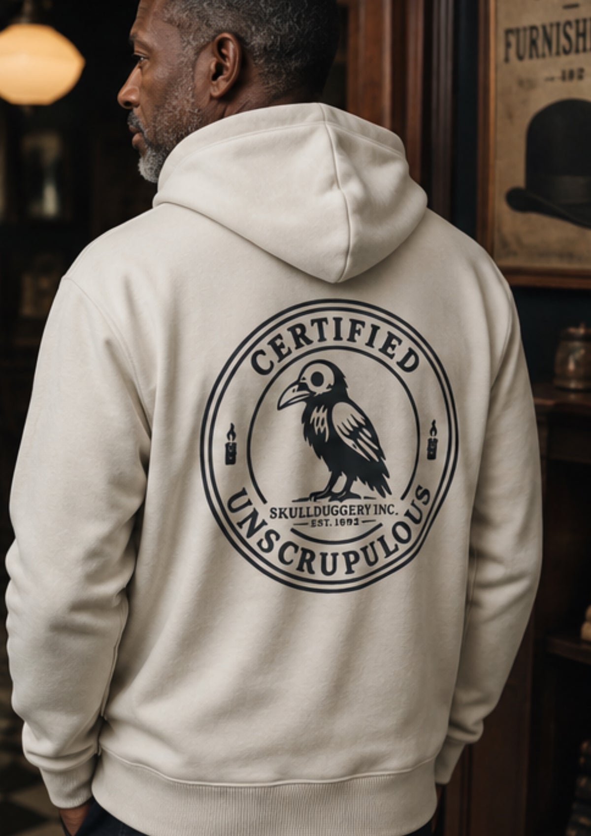 Skullduggery Certified Unscrupulous Hoodie in Stone