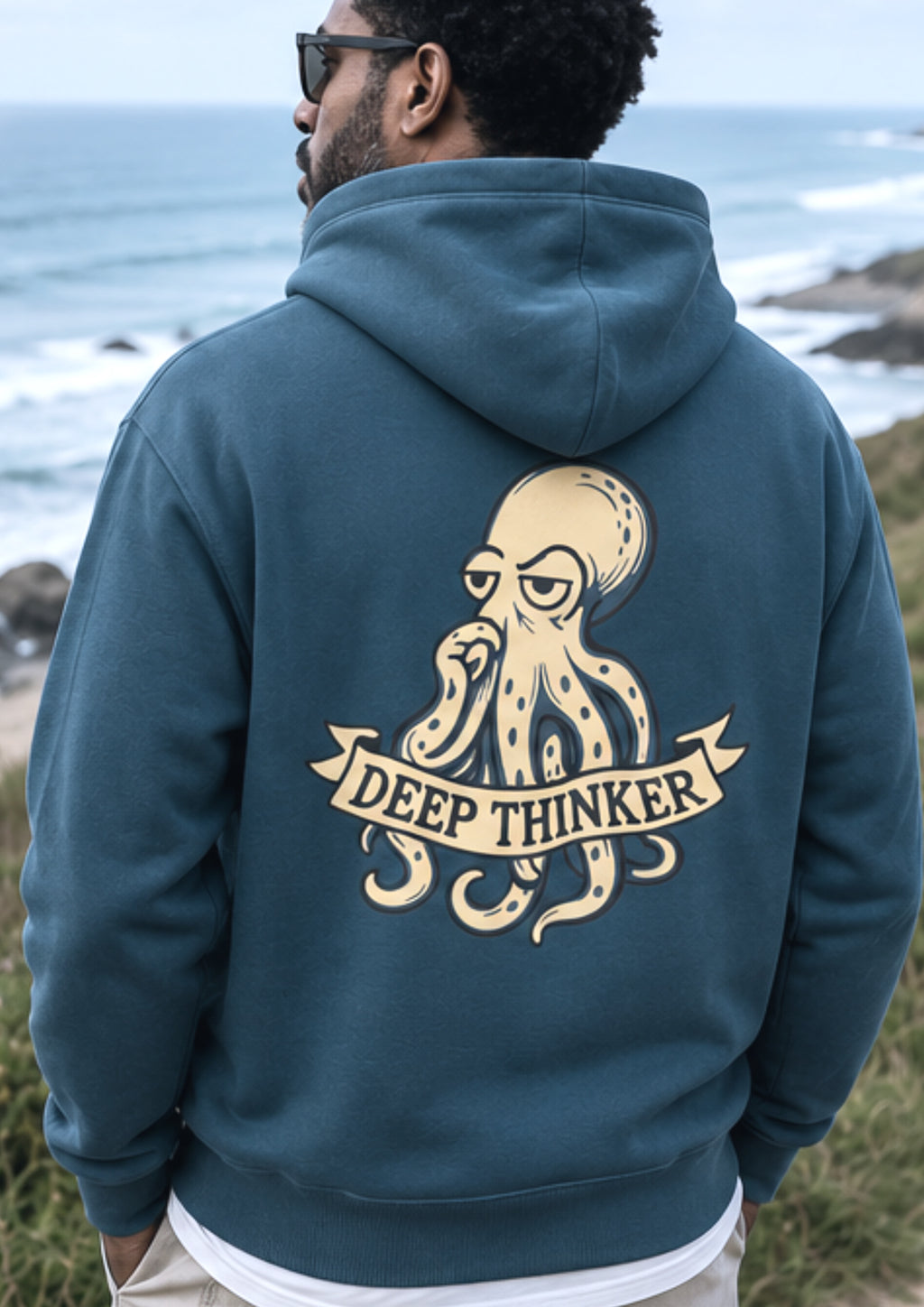 Deep Thinker Hoodie in deep sea blue