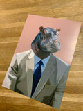The Hippo — Animals in Suits Art Print A4