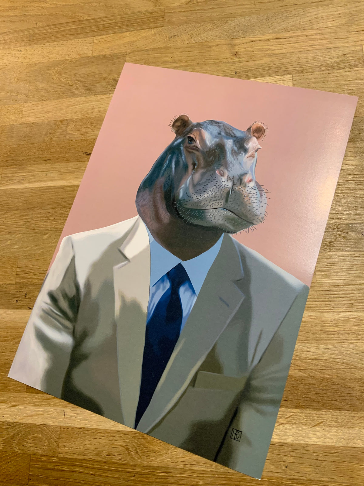 The Hippo — Animals in Suits Art Print A4