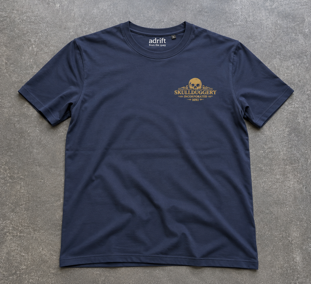 Skullduggery Atrocities t-shirt in navy