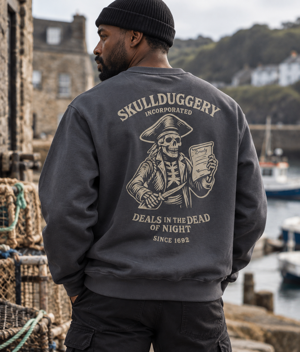 Skullduggery Deals Sweater in slate grey