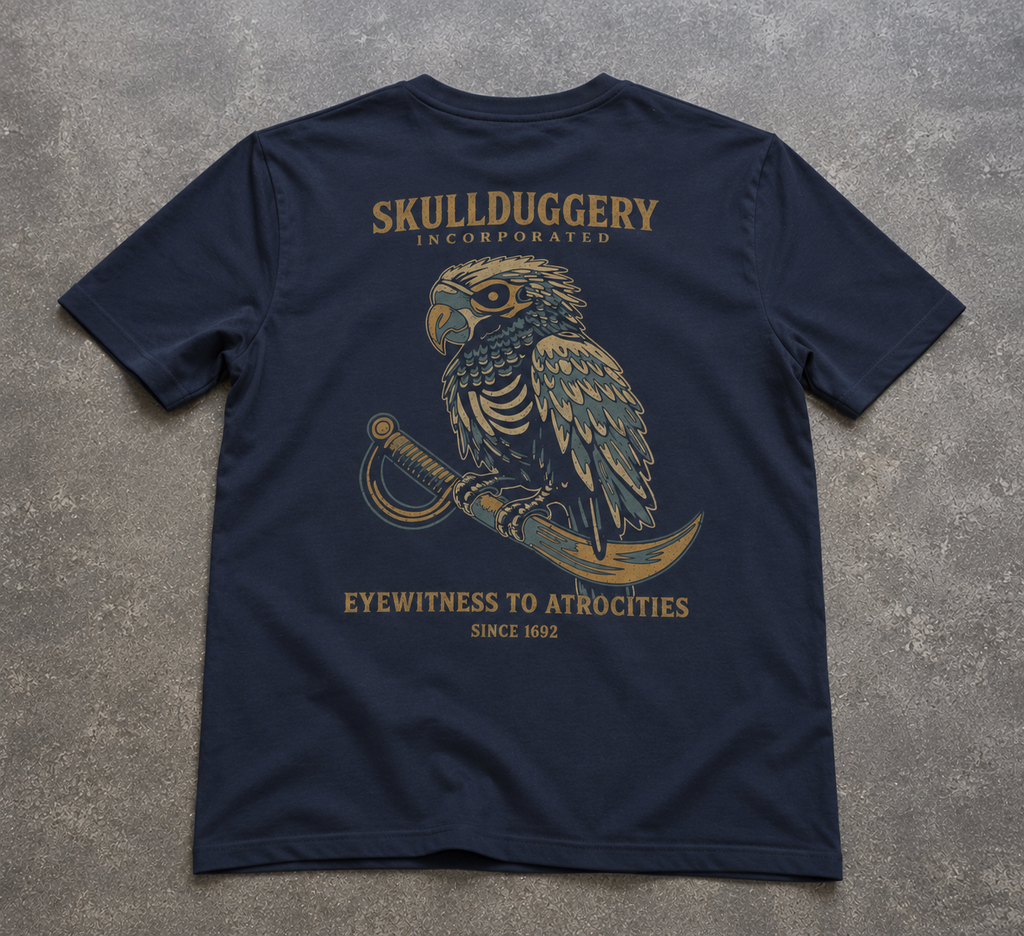 Skullduggery Atrocities t-shirt in navy