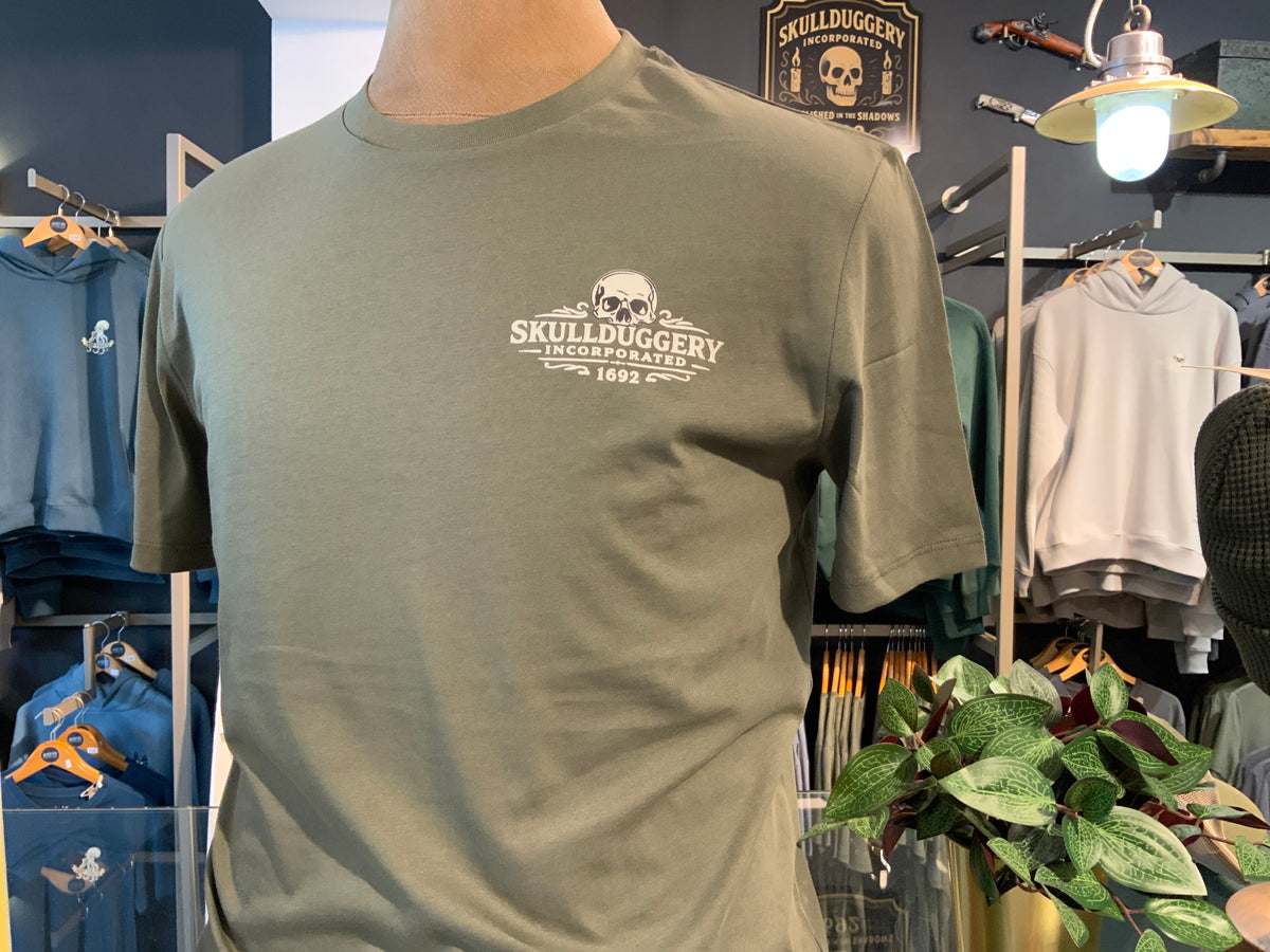 Skullduggery Deals t-shirt in Organic Khaki